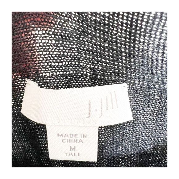 J Jill Top Blouse Sweater Linen Blend 3/4 Sleeve Pullover Lightweight Black Wome - Picture 7 of 9